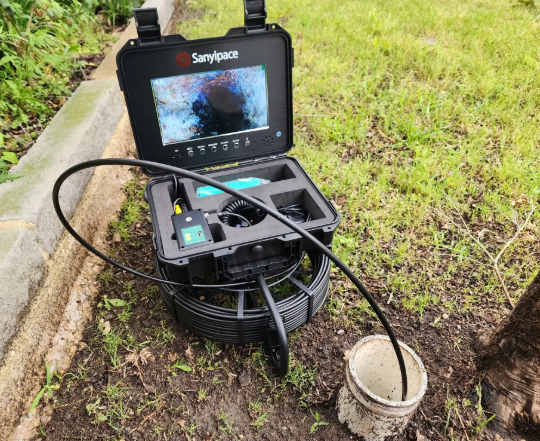 Sewer scope camera inserted into cleanout Hernando County FL