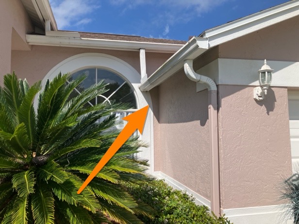 Location of facia damage. Exterior home inspection in Spring Hill