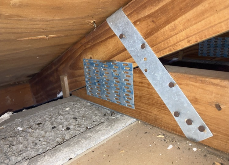 Hurricane strap roof to wall connection documented during wind mitigation inspection
